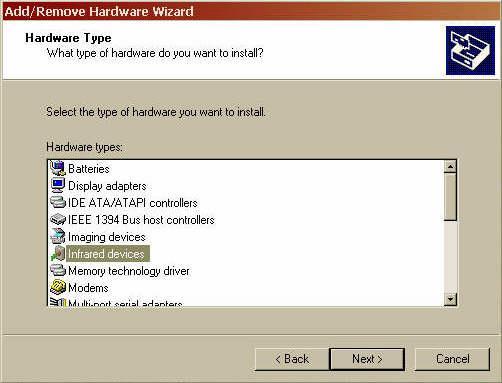 Hardware wizard - Infrared device